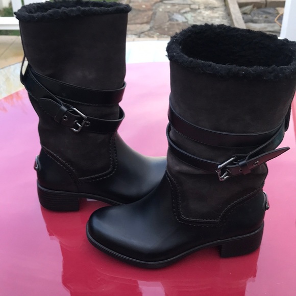 Coach Shoes Coach Zena Motorcycle Boots Leather And Suede Poshmark
